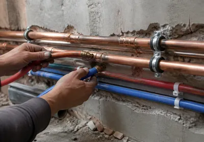 Instalación de fontanería con tuberías nuevas en una reforma de Cartagena